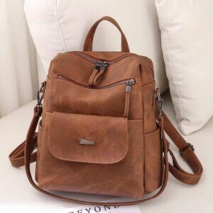 Brown Leather Backpack